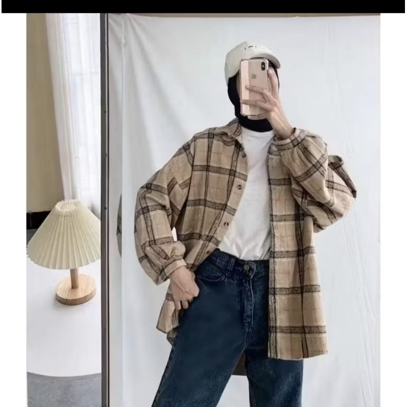 Kimberly kemeja flanel oversize wanita