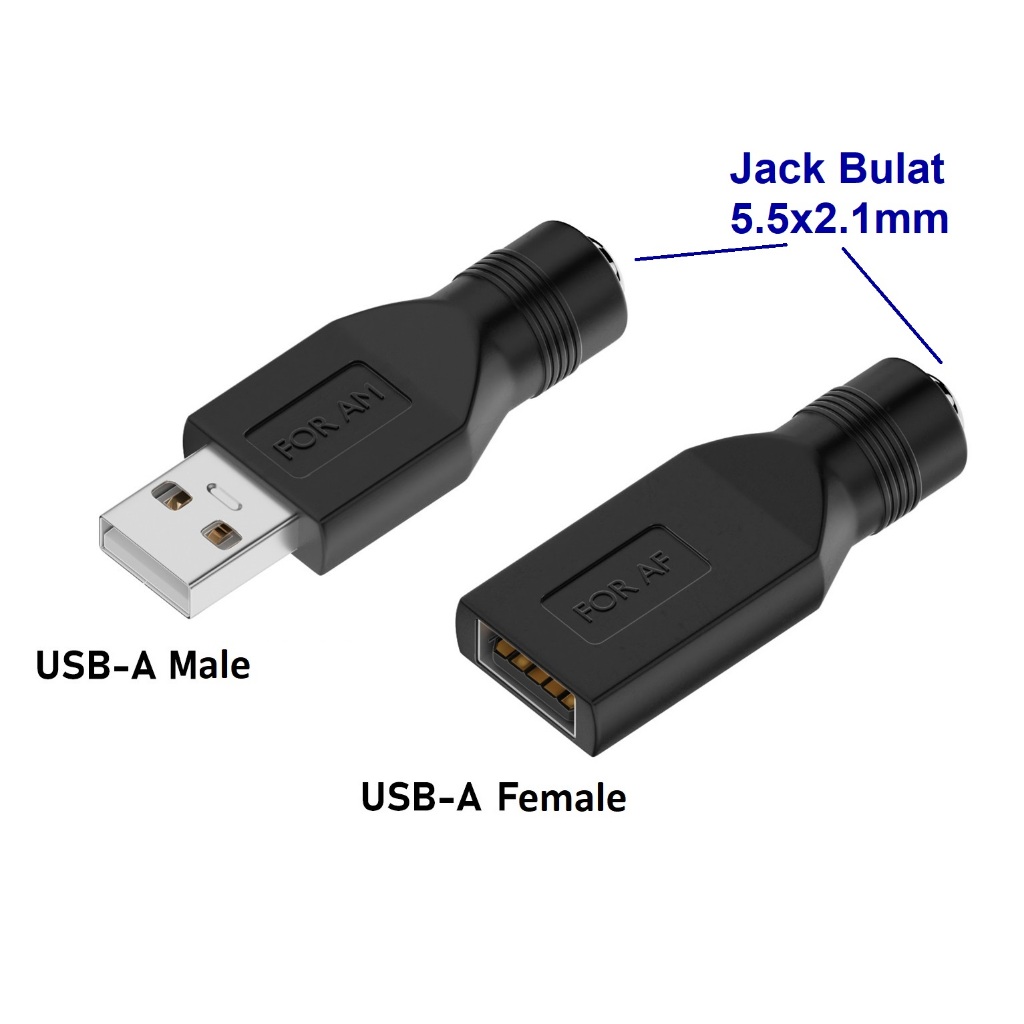 Converter Power Jack DC 5.5x2.1mm Female to USB Tipe A