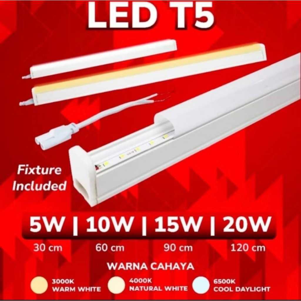 Ecova Lampu TUBE LED T5 20WATT 20 W 20WATT 20 W - Putih Cooldaylight