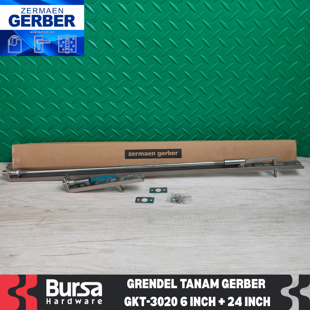 Grendel Tanam Pintu Rumah Flush Bolt Gerber GKT-3020 MSN 6 Inch dan 24 Inch