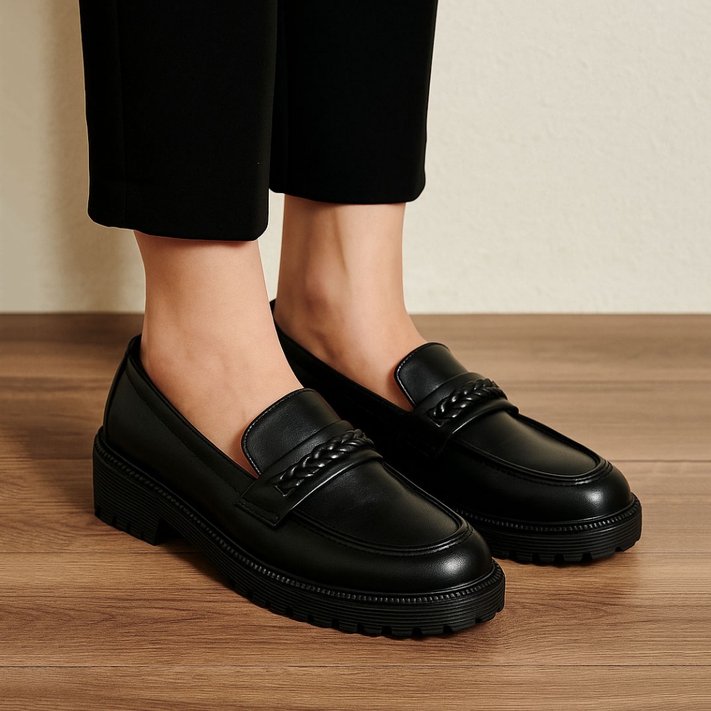 BIG SIZE 45.44.43.42.41.40 Sepatu docmart wanita loafers kepang slipon jumbo mary jones