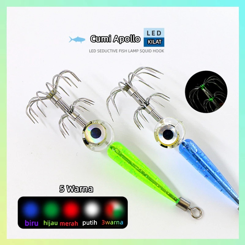 (Flash sale)7.5CM Umpan mata Cumi lampu LED RGB memancing cumi-cumi eging