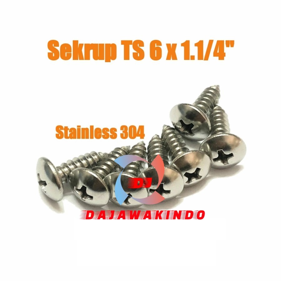Sekrup TS 6 x 1.1/4 / Sekrup TS Stainless 6 x 1.1/4 / Sekrup Payung SS