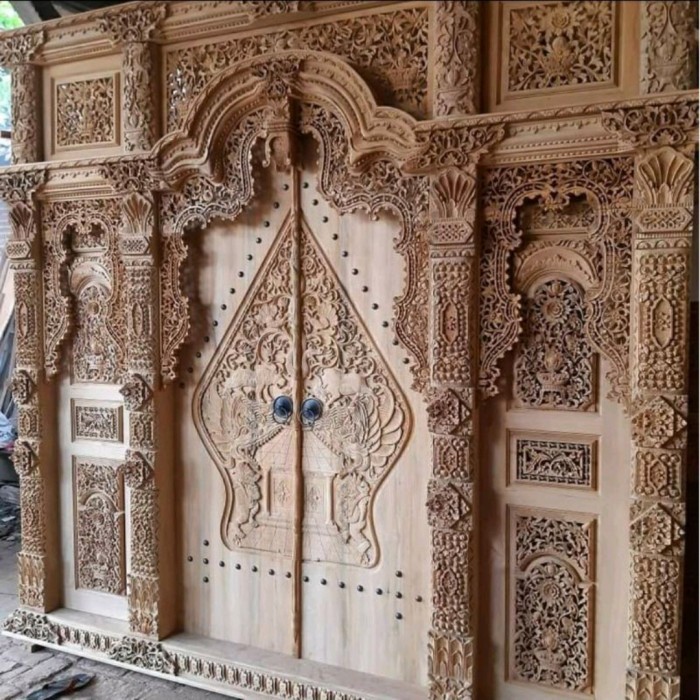 Pintu Rumah 2 Daun Pintu | Pintu Ukir  Gebyok Jati Asli Jepara