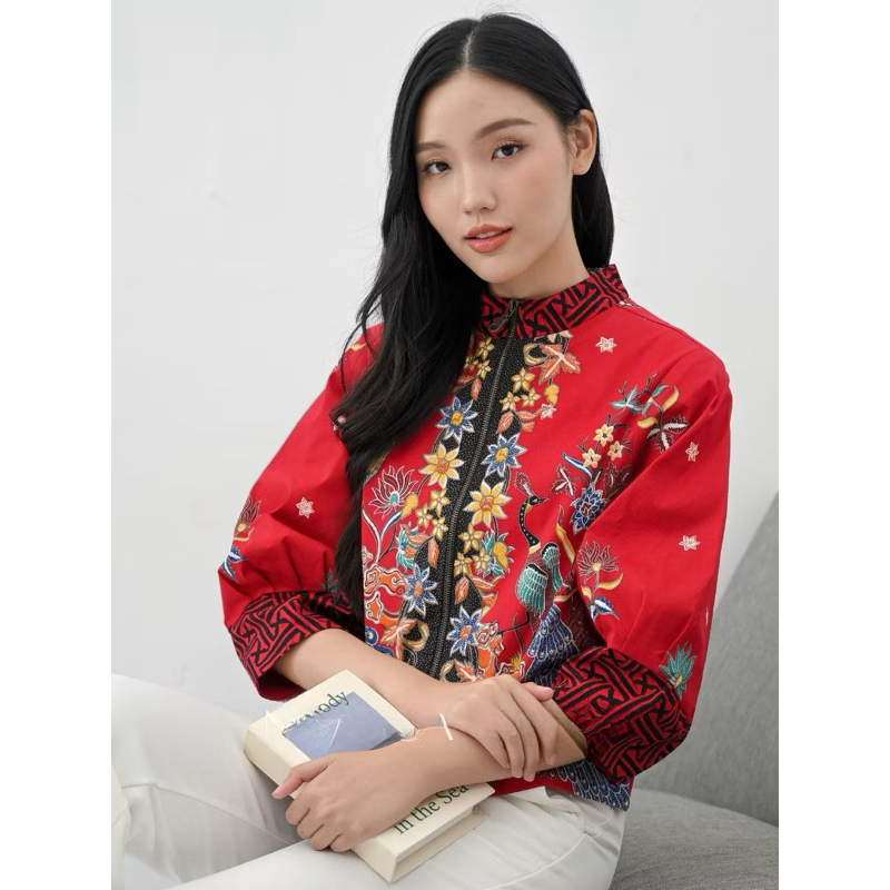 Atasan Jaket Bomber nuansa batik bahan katun strech - 135BBC