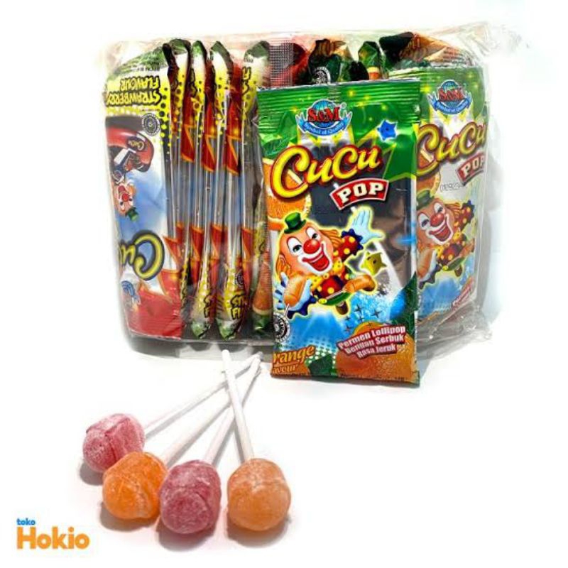 

CUCU POP ASSORTED PERMEN LOLIPOP DENGAN SERBUK JERUK BAG ISI 20 PCS X 9 GR