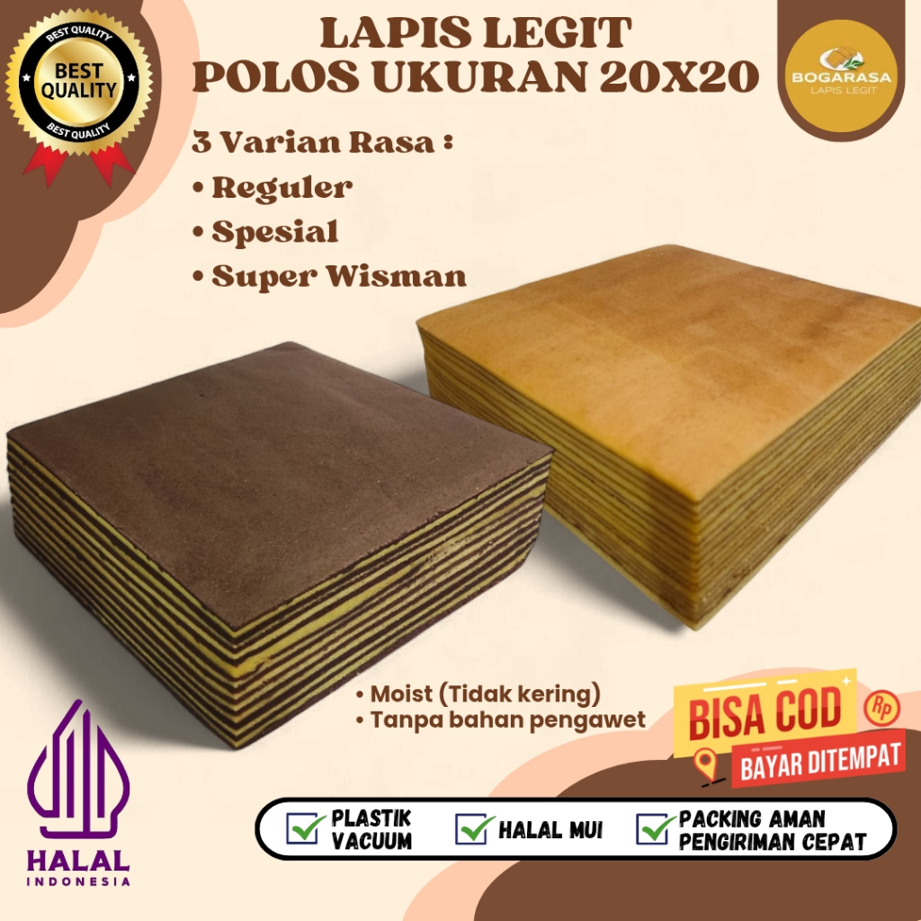 

Lapis Legit Polos Original Coklat Lapis Legit Wisman Premium Bolu Legit Pilihan Rasa ukuran 20x20