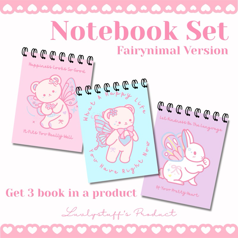

[Luvlystuff] MINI NOTEBOOK SET FAIRYNIMAL VERSION BLUE PINK PURPLE CUTE BOOK