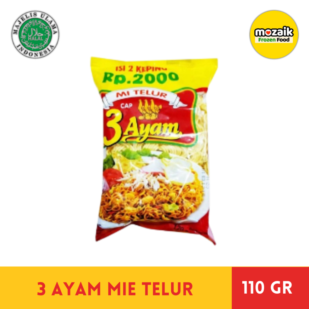 

Mie Telur Cap 3 Ayam 110gr Mozaik Mart Frozen Food Palembang