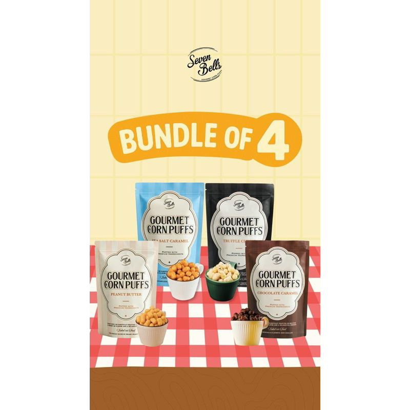 

(4 PACKS) Bundle Packs Seven Bells Gourmet Corn Puffs Pouch