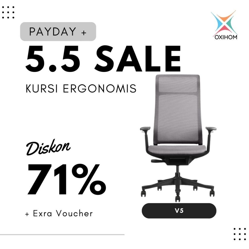 Oxihom V5 Full Mesh Chair Kursi Kantor Kursi Gaming Belajar Hidrolik