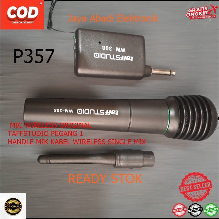 P357 MIC WIRELESS ORIGINAL TAFFSTUDIO PEGANG 1 HANDLE MIK KABEL WIRELESS SINGLE MIX WIRELES MIKROPHO