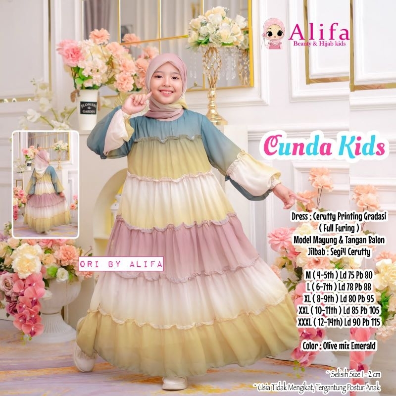 BEST SELLER CUNDA KIDS DAVINA KIDS MELODY KIDS RANAYA KRIWIL ORI ALIFA / GAMIS DRESS SYARI ANAK