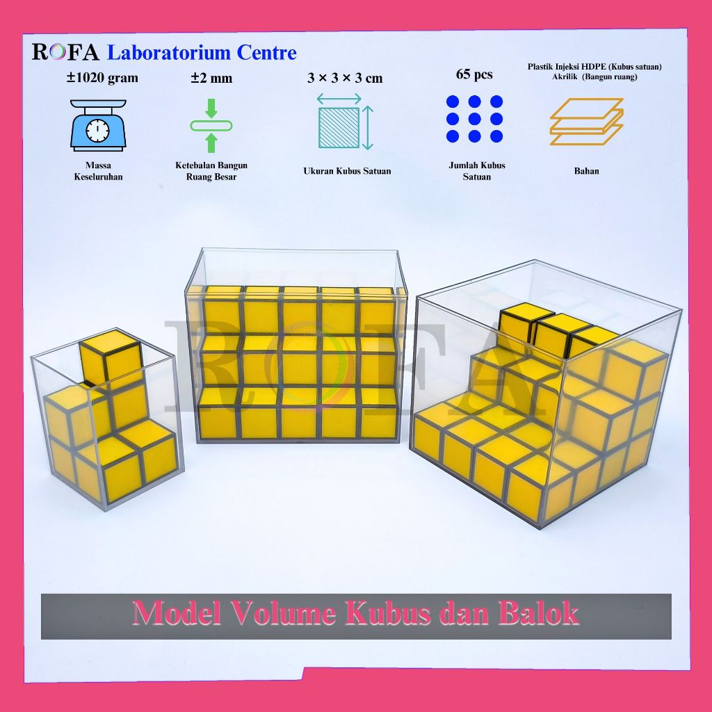 Model Volume Kubus dan Balok / Alat Percobaan Volume Bangun Ruang - Chemicals Solution