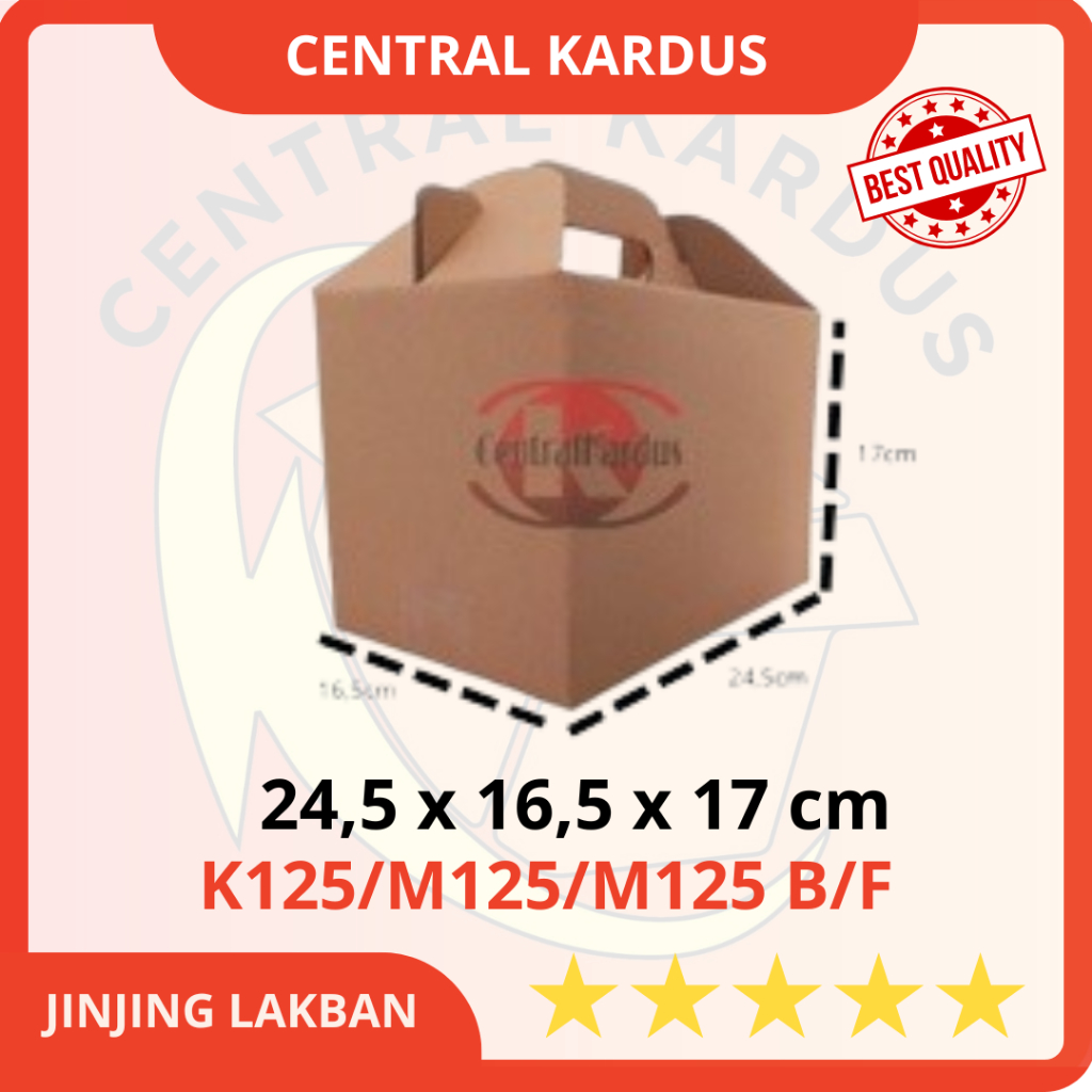 

( ISI 1 PCS ) KARDUS BOX JINJING/GABLE BOX/Dus Kue Murah,Box Coklat Polos UK. 24,5x16,5x17cm