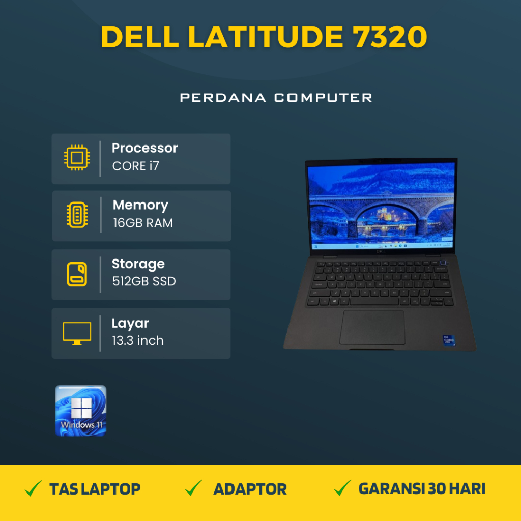 Laptop Dell Latitude 7320 Core i7 Gen 11 Ram SSD FHD IPS Slim