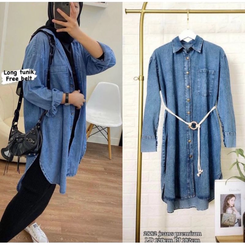 (READY PROMO) KEMEJA JEANS WANITA / DENIM ATASAN DEWASA