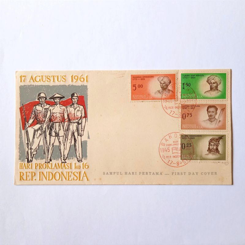 

Antik Sampul Hari Pertama Perangko Hari Proklamasi Ke.16 1961 Langka