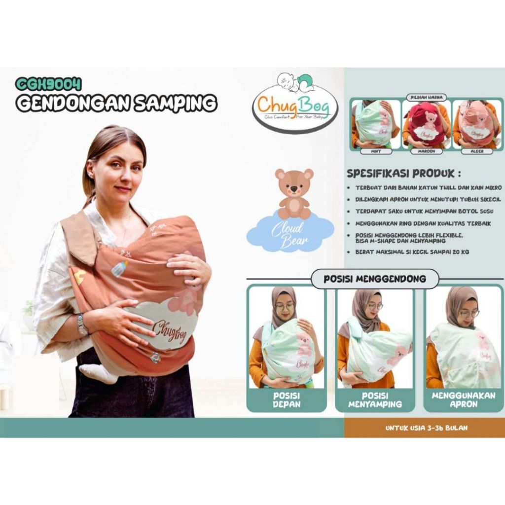 Chugbog Gendongan Samping / Gendongan Bayi / Gendongan Bayi Murah / Gendongan Bayi Multifungsi / Gen