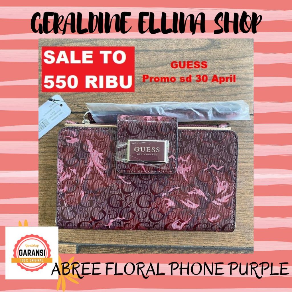 Dompet Guess wanita  ORIGINAL 100% sale ABREE FLORAL PHONE