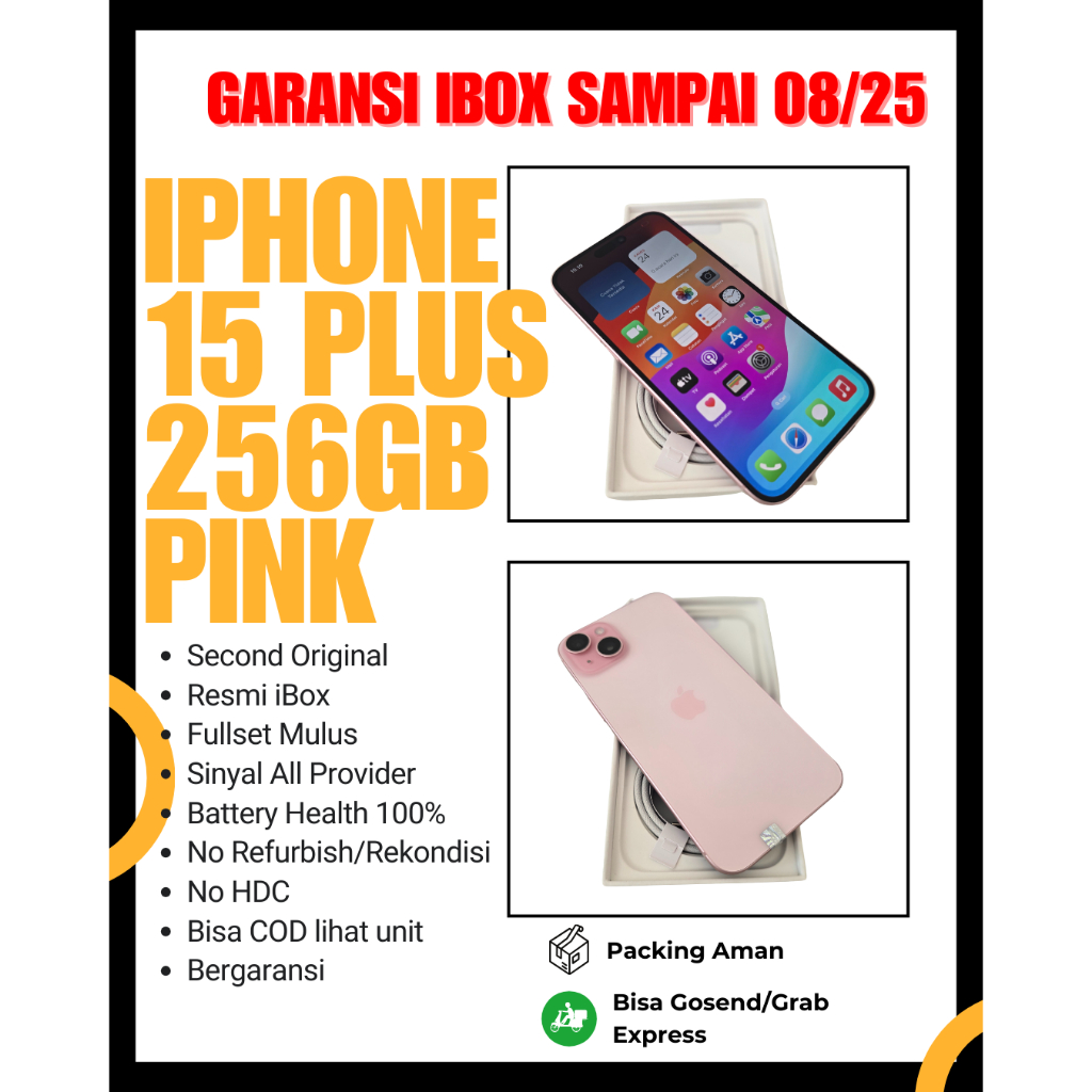 iPhone 15 Plus Second Original 128GB 256GB | Resmi Garansi iBox | No Refurbish | No Rekondisi
