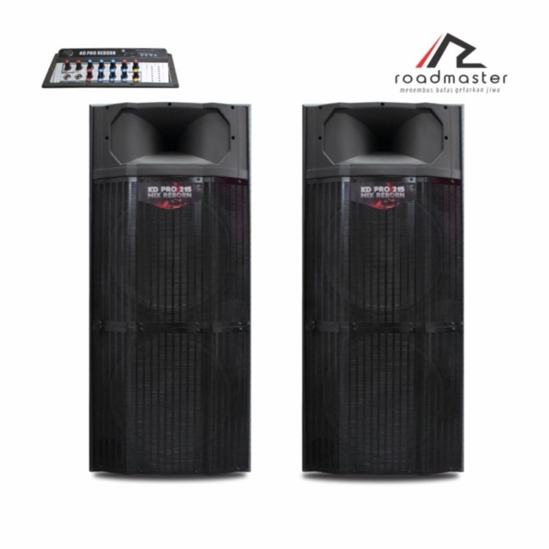 Speaker Bluetooth 15 Inch Double - Built In Mixer Free 2 MIC Wireless UHF Roadmaster KD PRO 215 Rebo