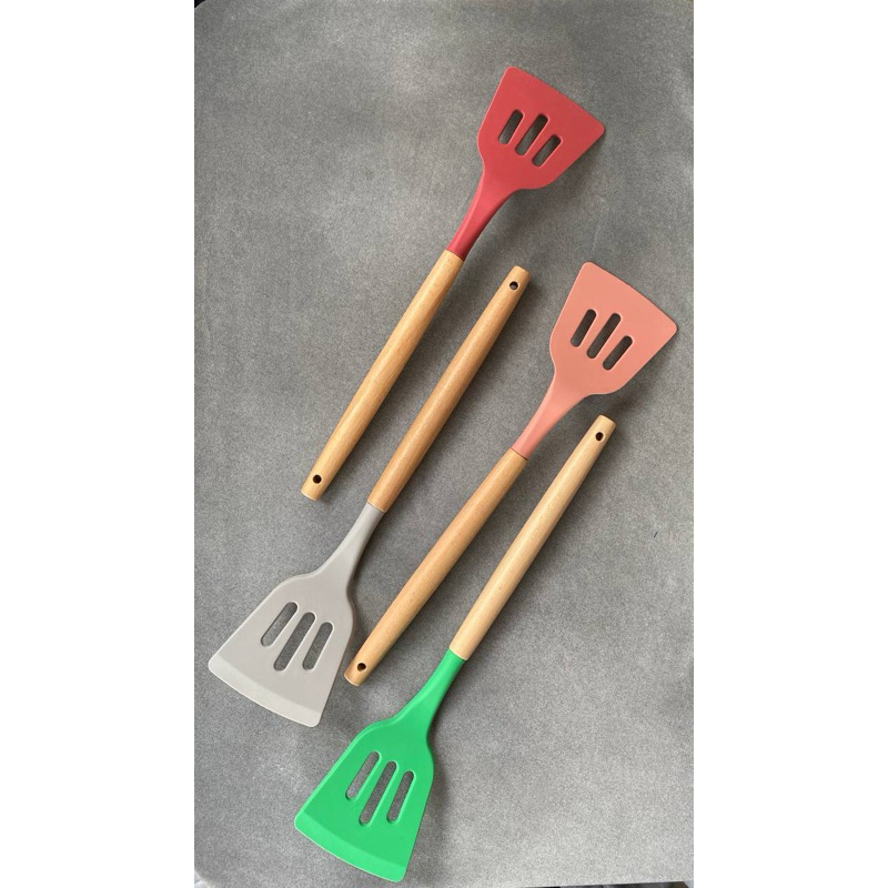 SODET SILIKON LUBANG / SODET SILIKON GAGANG KAYU SPATULA SILIKON GAGANG KAYU