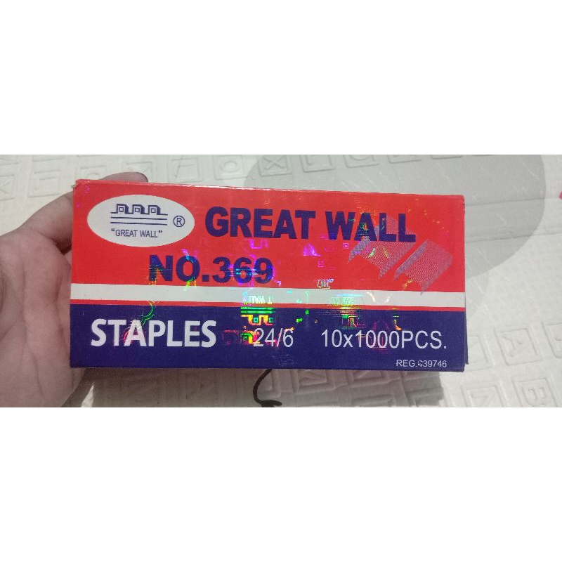 

STAPLES GREAT WALL(isi steples besar ) NO.369 24/6 10×1000PCS