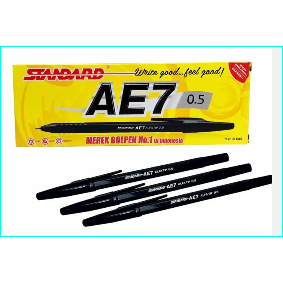 

(12 PCS / 1 PAX WARNA HITAM) Pulpen Standard AE7