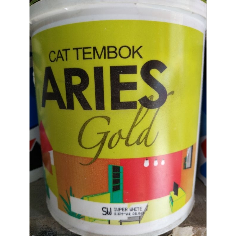 Cat tembok dan cat dinding Aries gold ready warna putih (Super white) ukuran 18kg / 1 pail