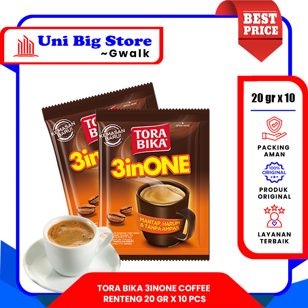 

TORA BIKA TORABIKA KOPI 3IN1 3INONE COFFEE RENTENG - (20 gr x 10 sachet)