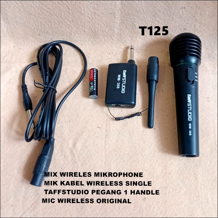 T125 MIC WIRELESS ORIGINAL TAFFSTUDIO PEGANG 1 HANDLE MIK KABEL WIRELESS SINGLE MIX WIRELES MIKROPH