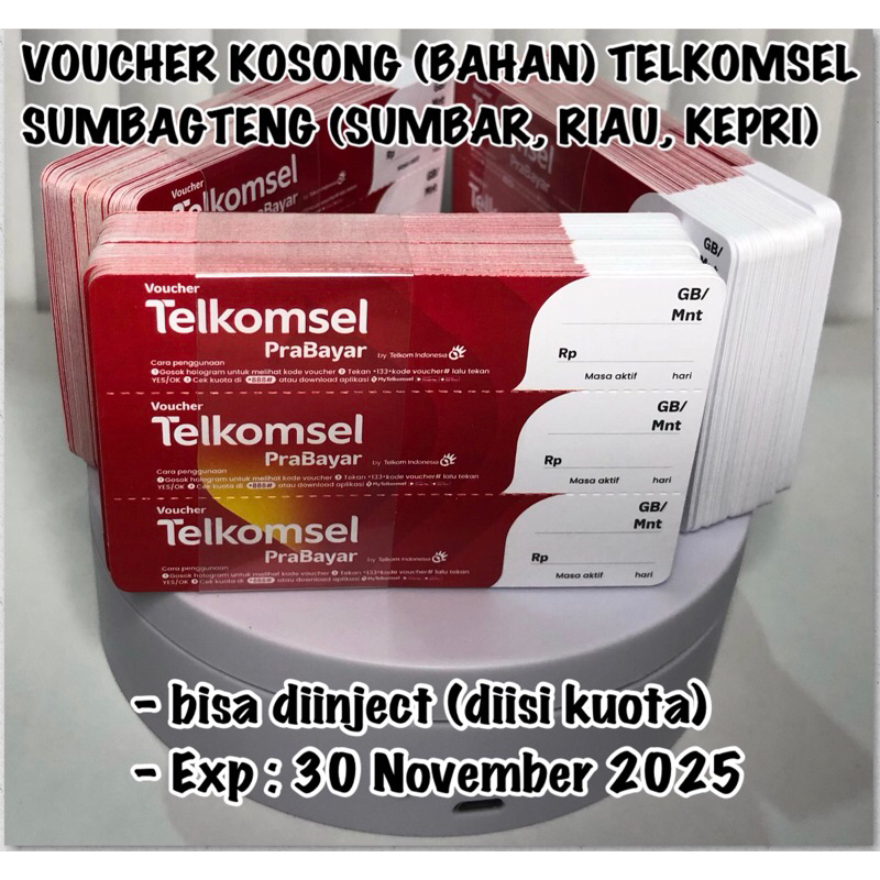 Voucher Kosong Telkomsel Sumbagteng (Riau, Sumbar, Kepri) - 1 ikat = 150 SN - 1/2 ikat = 75 SN