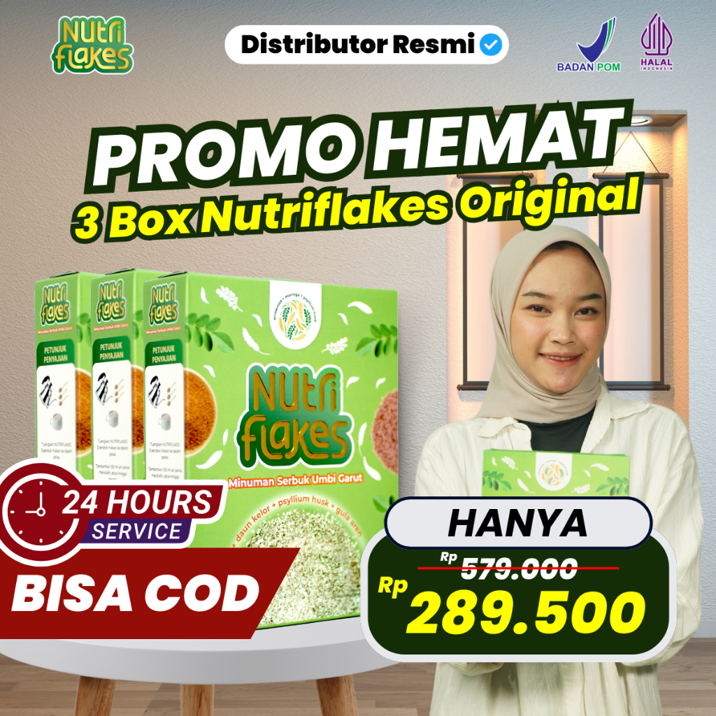 

Promo Hemat 3 Box Nutriflakes Original Asli Sereal Umbi Garut Untuk Asam Lambung BPOM Halal COD