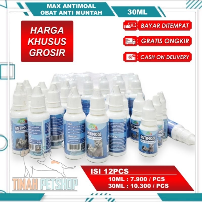 GROSIR PETSHOP ISI 12 Obat Anti Muntah Kucing Anjing MAX ANTIMOAL 30ml Muntah Akut Diare dan Infeksi