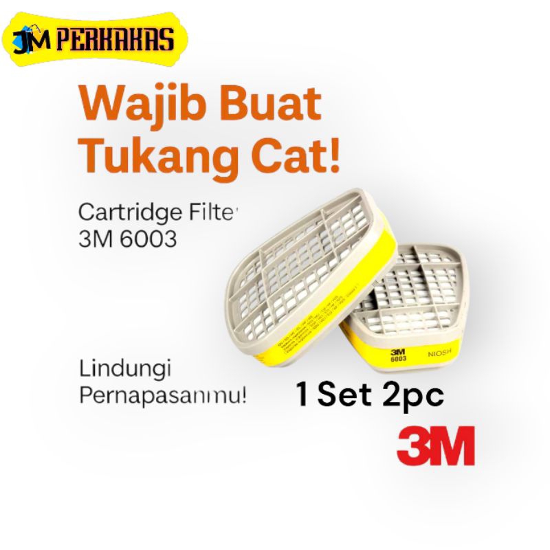 Catridge Filter Gas & Uap Organik 3M 6003 Asli - Masker Respirator 3M - Khusus Tukang Cat & Bengkel