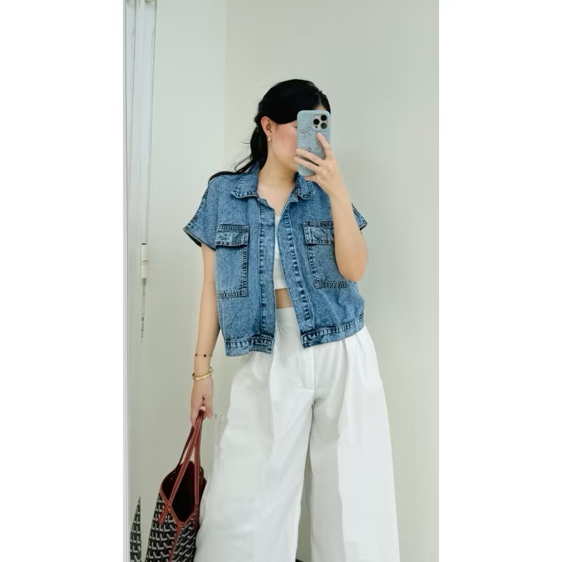 Tokyo denim outer jeans outer wanita