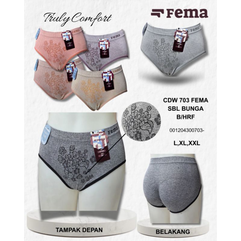 CD Wanita  Fema 703 Rajut Super Soft Elastis Nyaman Dipakai Isi 3 Pch