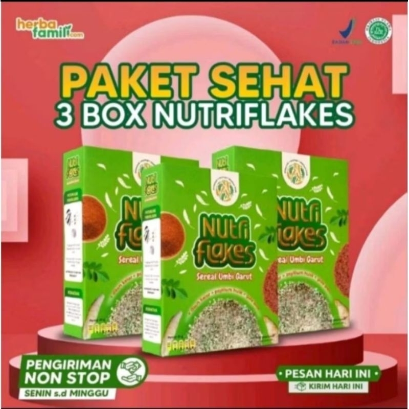 

PAKET 3 BOX NUTRIFLAKES SEREAL UMBI GARUT - Ampuh Mengobati Maag Asam Lambung