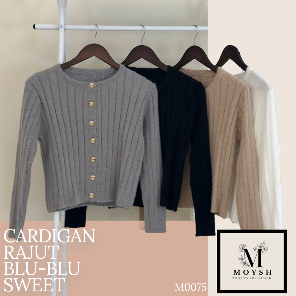 MOYSH Cardigan Rajut Bulu Bulu lembut Kardigan Baju Perempuan wanita modis cewek