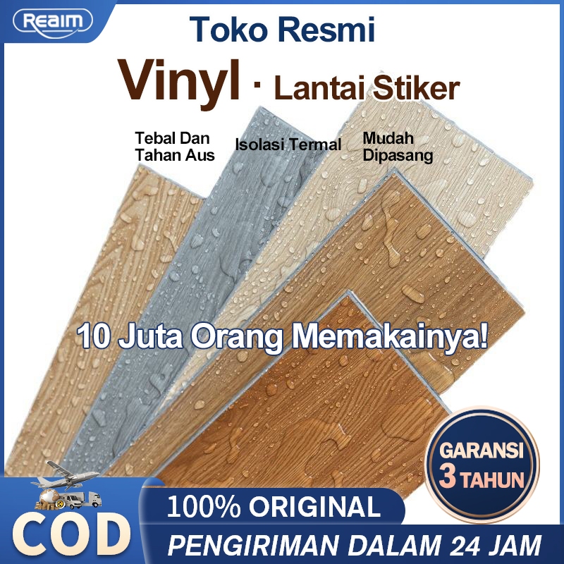 Nadirassstore - REAIM - 1 BOX (36 Pcs) Floor Vinyl Lantai Stiker tahan air Vinyl Lantai Stiker PVC