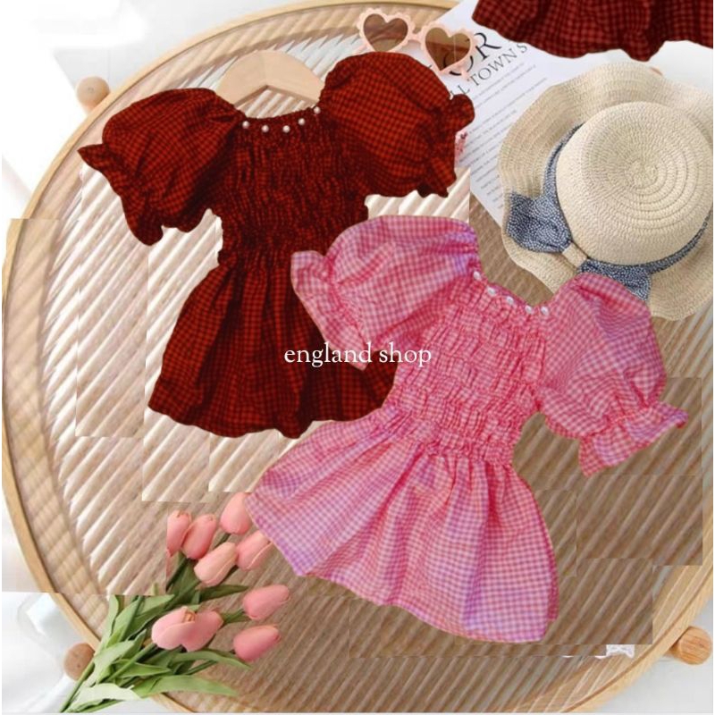 atasan kerut sabrina baju smox mutiara anak perempuan