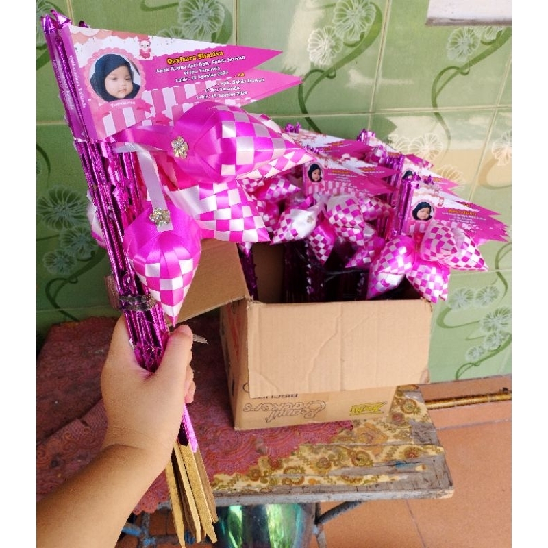 Bendera aqiqah/kembang telor/ Bendera Tasyukuran/Aqiqah/Tasyukuran /kartu aqiqah/