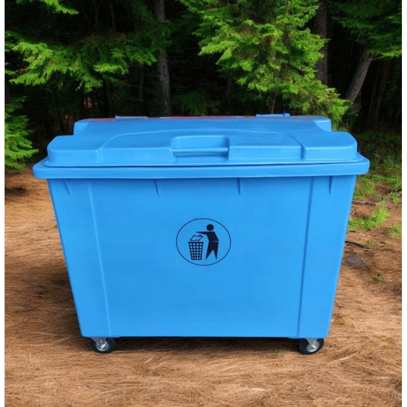 Tempat/bak sampah fiber besar kapasitas 660L+roda