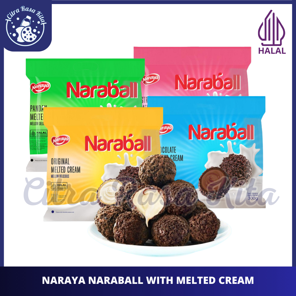 

Halal Naraya Naraball Wafer Melted Cream Rasa Original, Chocolate, Strawberry & Pandan 300gr