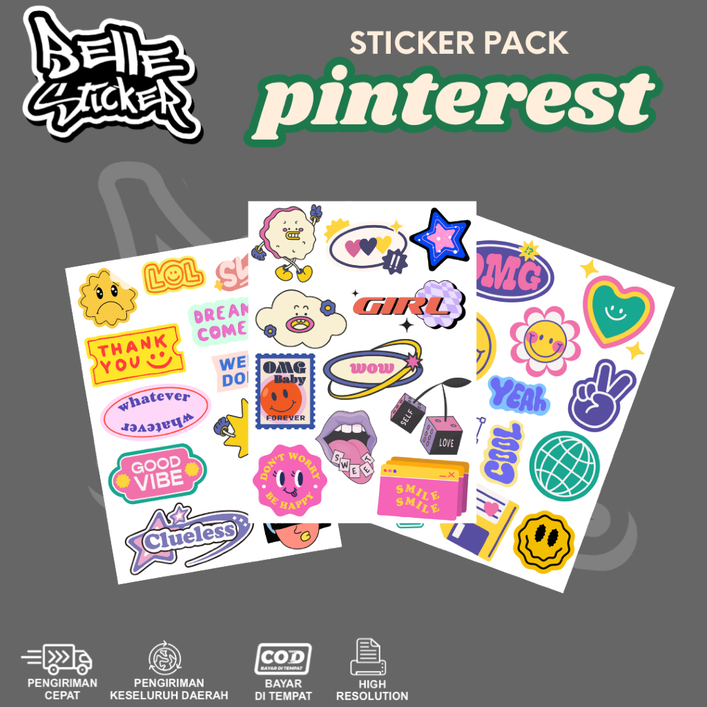 Stiker Sheet Pack Pinterest Kiss Cut Sticker Sheet HP Laptop - Sticker Sheet Pack Pinterest