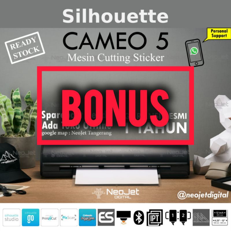 Mesin Cutting Sticker Silhouette Cameo 5 ALPHA Hitam Black Alat Potong Stiker Crafting Art Craft