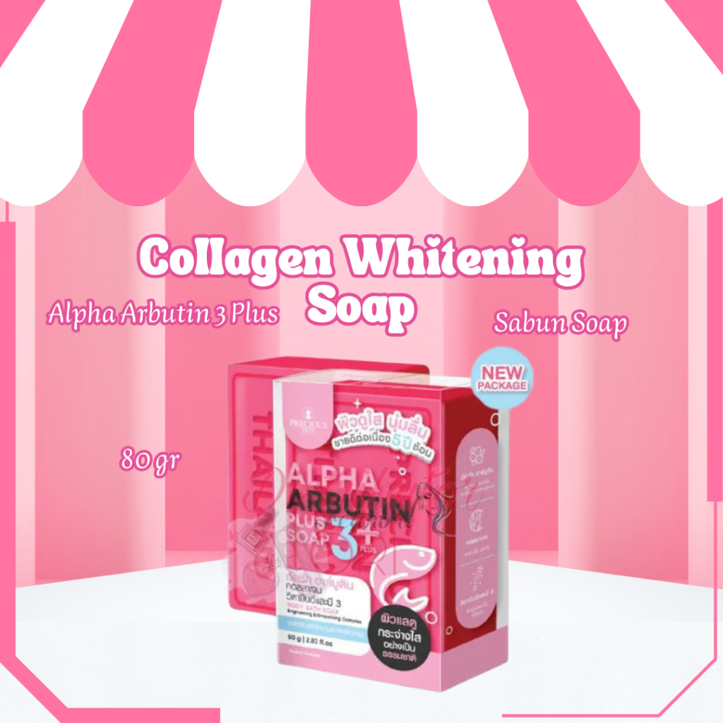 Precious Skin Alpha Arbutin 3 Plus Collagen Whitening Soap / Sabun Pemutih Badan / Sabun / Soap 80g 