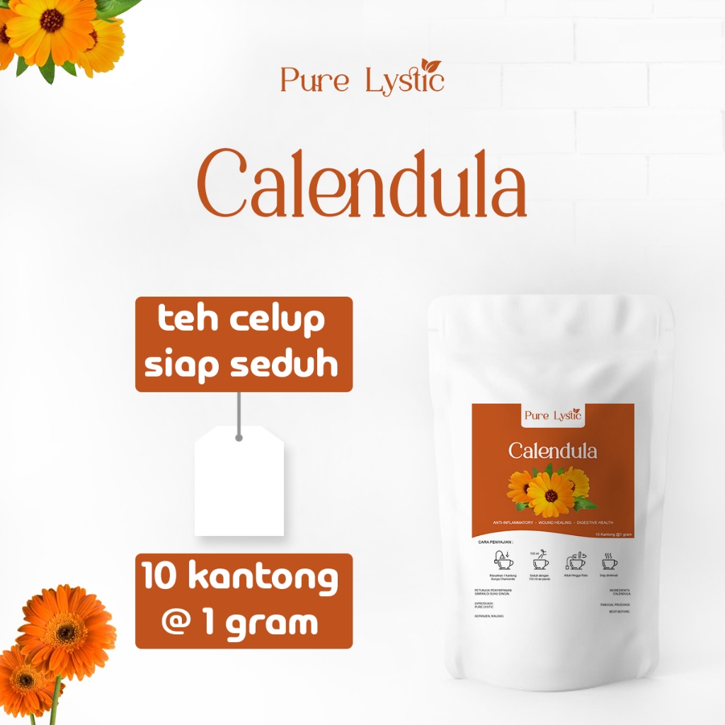 

Pure Lystic - Calendula Tea Ampuh Menyembuhkan Luka & Kesehatan Kulit 10 Kantong Siap Seduh