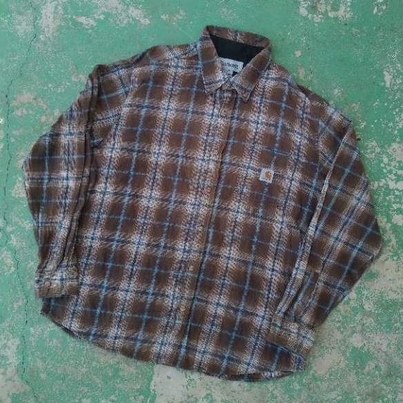 Flannel Kemeja Panjang Veterano Salur Vintage Second